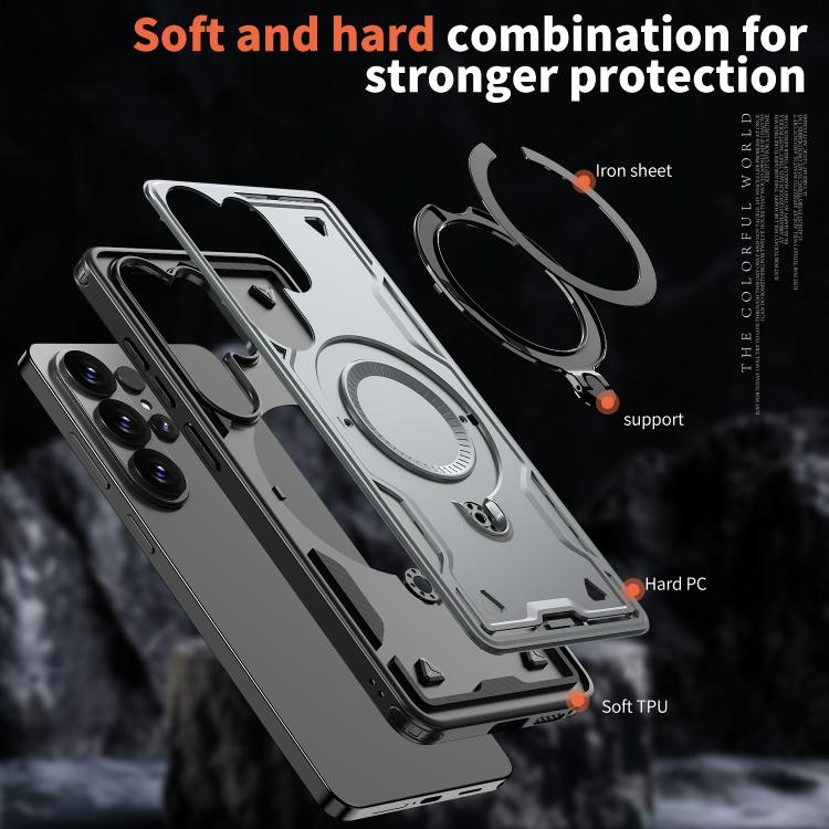 For Samsung Galaxy S26 Ultra 5G Kalebol PC Hybrid TPU Armor MagSafe Ring Holder Phone Case