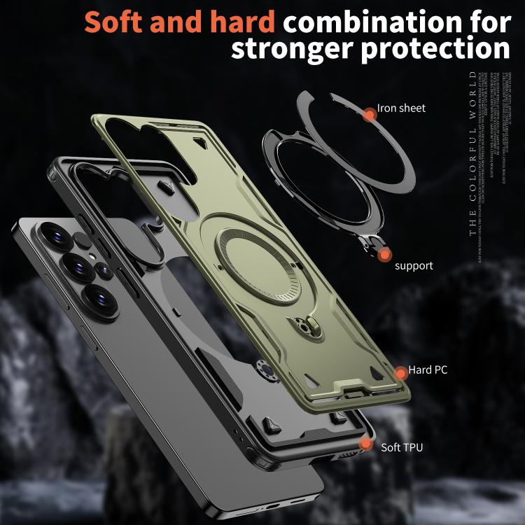 For Samsung Galaxy S26 Ultra 5G Kalebol PC Hybrid TPU Armor MagSafe Ring Holder Phone Case