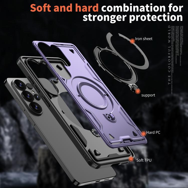 For Samsung Galaxy S26 Ultra 5G Kalebol PC Hybrid TPU Armor MagSafe Ring Holder Phone Case
