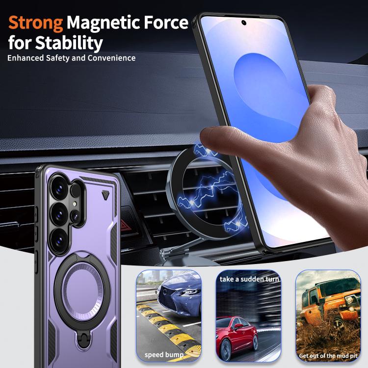 For Samsung Galaxy S26 Ultra 5G Kalebol PC Hybrid TPU Armor MagSafe Ring Holder Phone Case