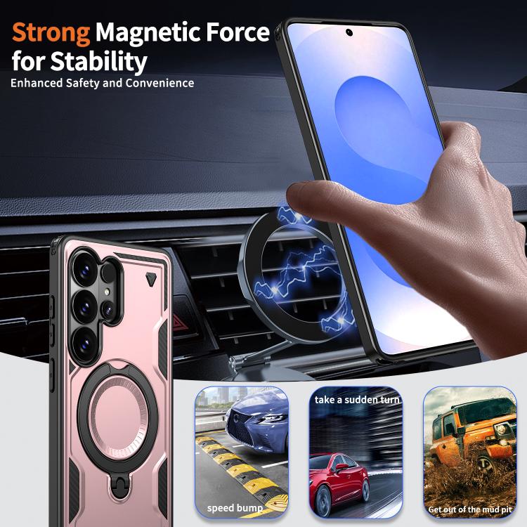 For Samsung Galaxy S26 Ultra 5G Kalebol PC Hybrid TPU Armor MagSafe Ring Holder Phone Case