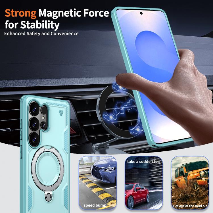 For Samsung Galaxy S26 Ultra 5G Kalebol PC Hybrid TPU Armor MagSafe Ring Holder Phone Case
