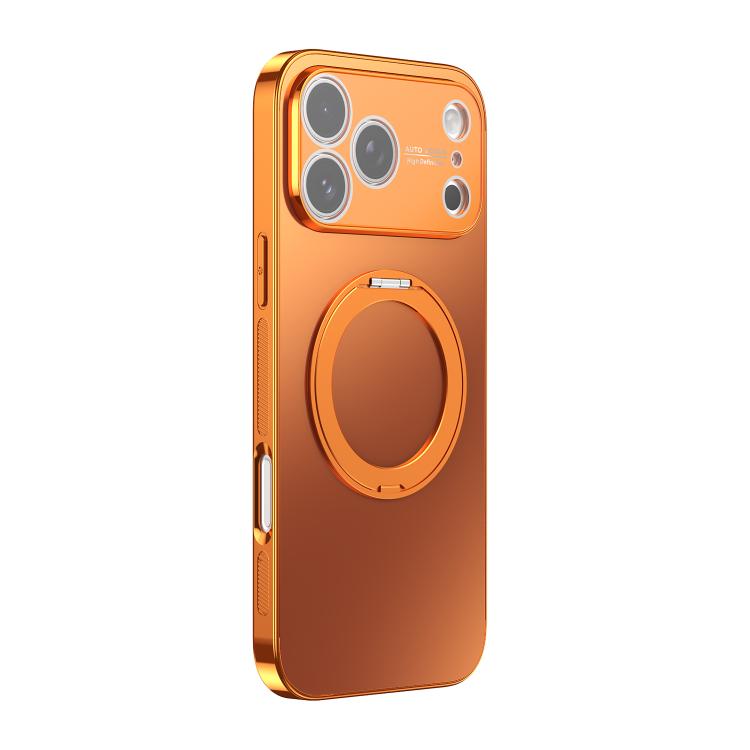 For iPhone 17 Pro 360 Degree Rotating Holder MagSafe Electroplated Phone Case with Lens Cover