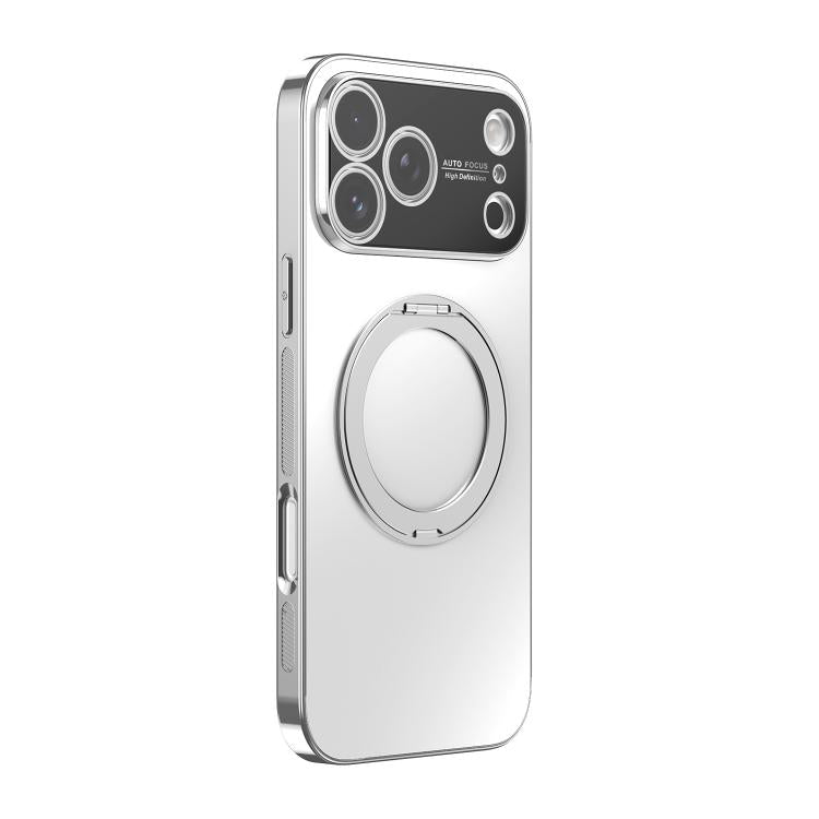 For iPhone 17 Pro 360 Degree Rotating Holder MagSafe Electroplated Phone Case with Lens Cover