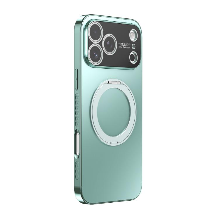 For iPhone 17 Pro 360 Degree Rotating Holder MagSafe Electroplated Phone Case with Lens Cover