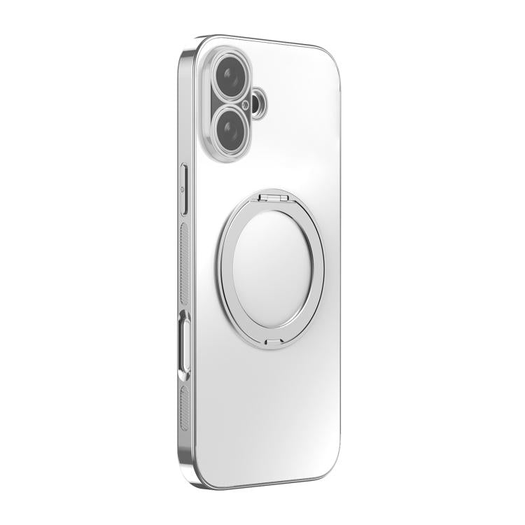 For iPhone 17 360 Degree Rotating Holder MagSafe Electroplated Phone Case with Lens Cover
