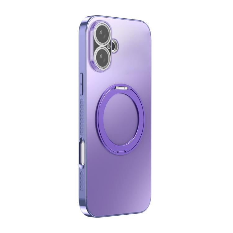For iPhone 17 360 Degree Rotating Holder MagSafe Electroplated Phone Case with Lens Cover