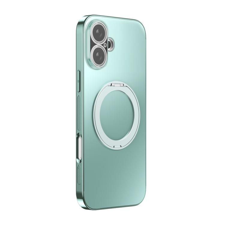 For iPhone 17 360 Degree Rotating Holder MagSafe Electroplated Phone Case with Lens Cover