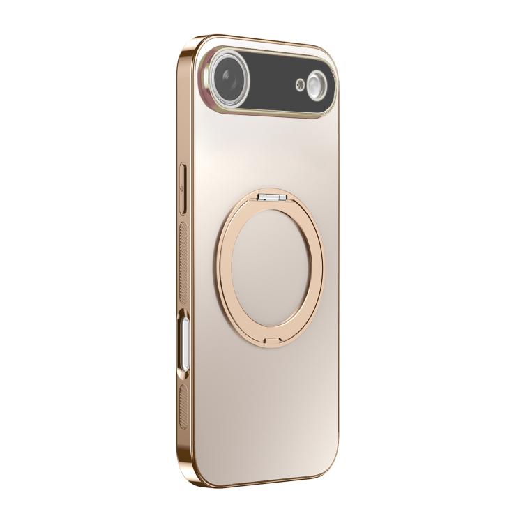 For iPhone Air 360 Degree Rotating Holder MagSafe Electroplated Phone Case with Lens Cover
