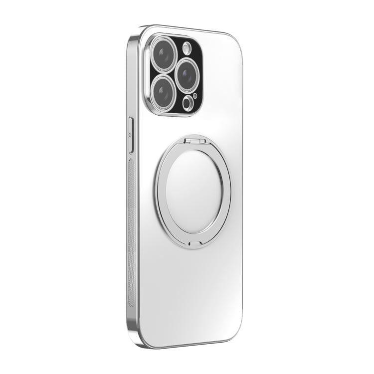 For iPhone 16 Pro Max 360 Degree Rotating Holder MagSafe Electroplated Phone Case with Lens Cover
