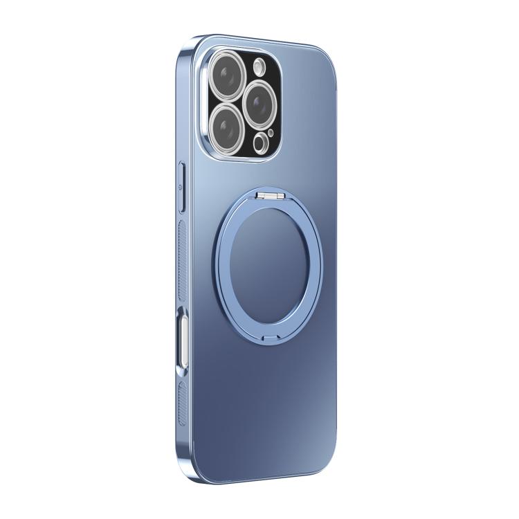 For iPhone 16 Pro 360 Degree Rotating Holder MagSafe Electroplated Phone Case with Lens Cover