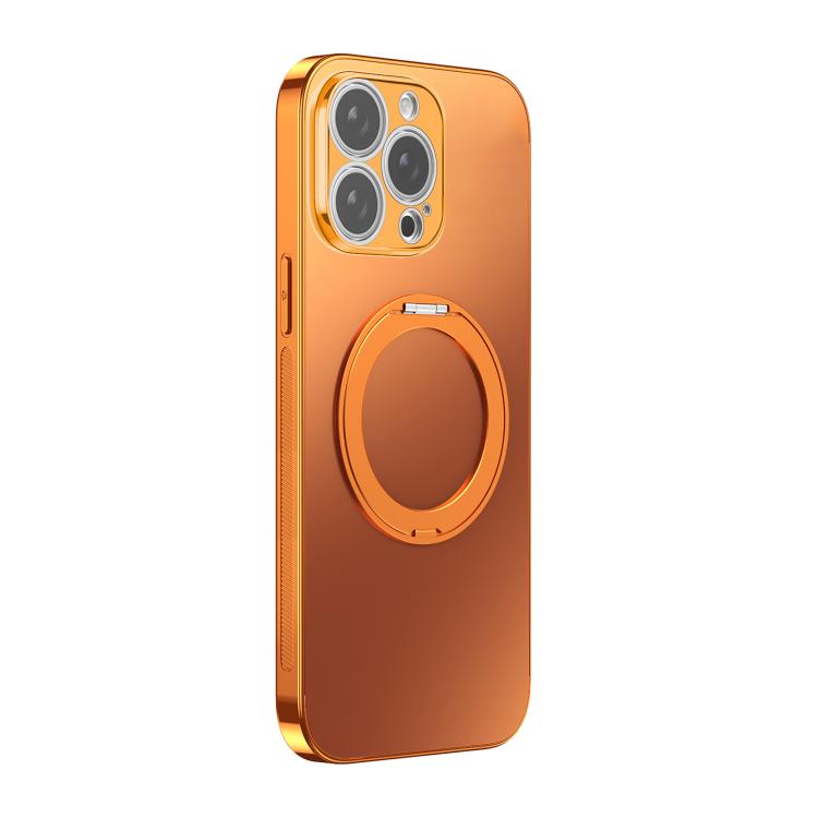 For iPhone 15 Pro Max 360 Degree Rotating Holder MagSafe Electroplated Phone Case with Lens Cover