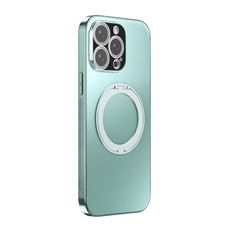 For iPhone 15 Pro Max 360 Degree Rotating Holder MagSafe Electroplated Phone Case with Lens Cover