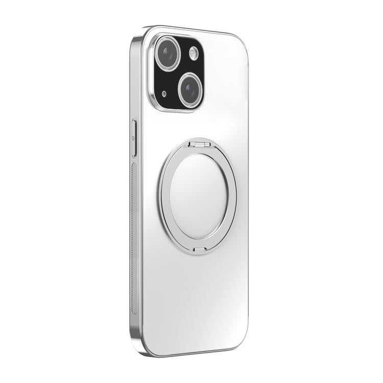 For iPhone 14 360 Degree Rotating Holder MagSafe Electroplated Phone Case with Lens Cover
