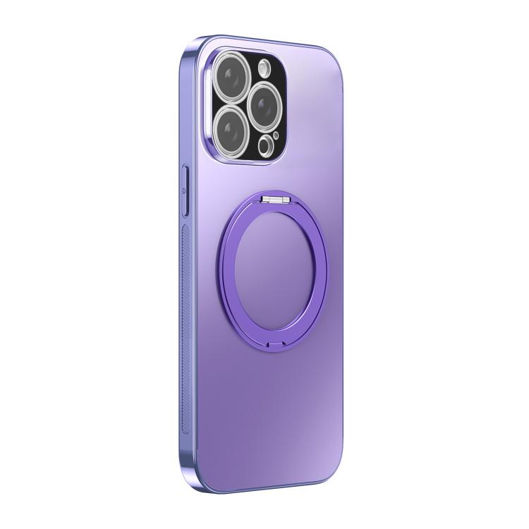 For iPhone 14 Pro 360 Degree Rotating Holder MagSafe Electroplated Phone Case with Lens Cover