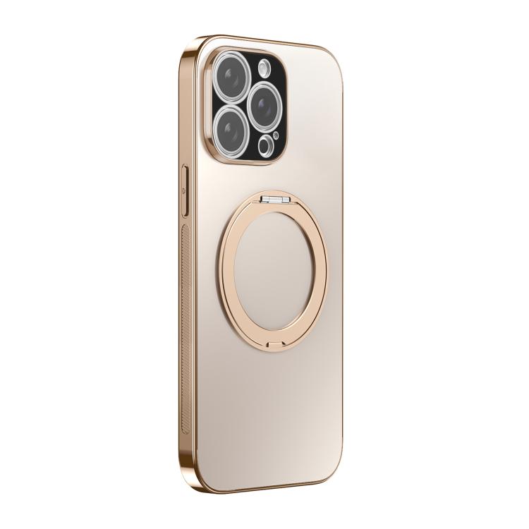 For iPhone 14 Pro Max 360 Degree Rotating Holder MagSafe Electroplated Phone Case with Lens Cover