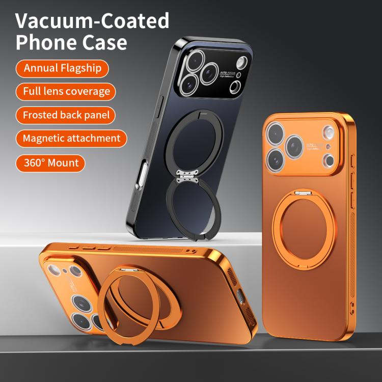 For iPhone 14 Pro 360 Degree Rotating Holder MagSafe Electroplated Phone Case with Lens Cover