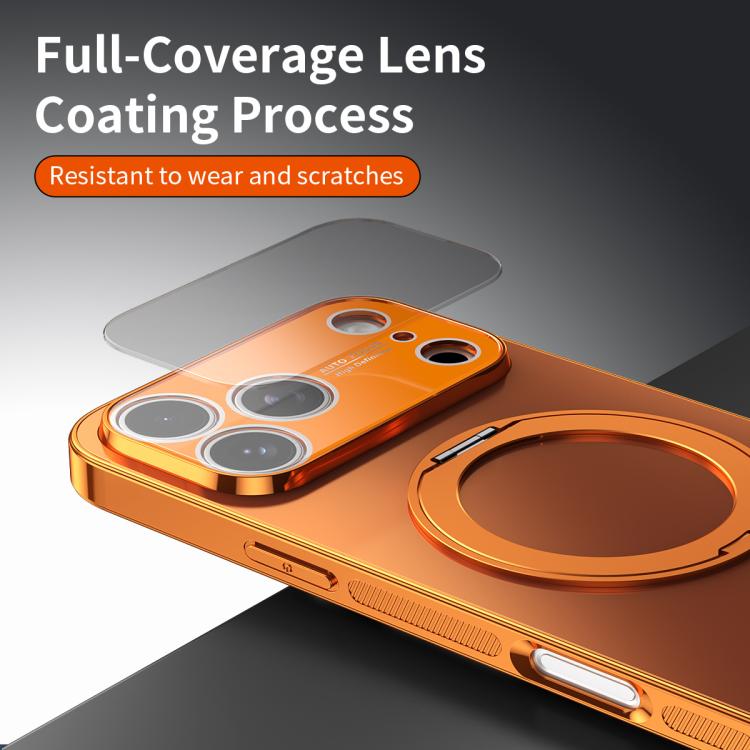 For iPhone 14 Pro 360 Degree Rotating Holder MagSafe Electroplated Phone Case with Lens Cover