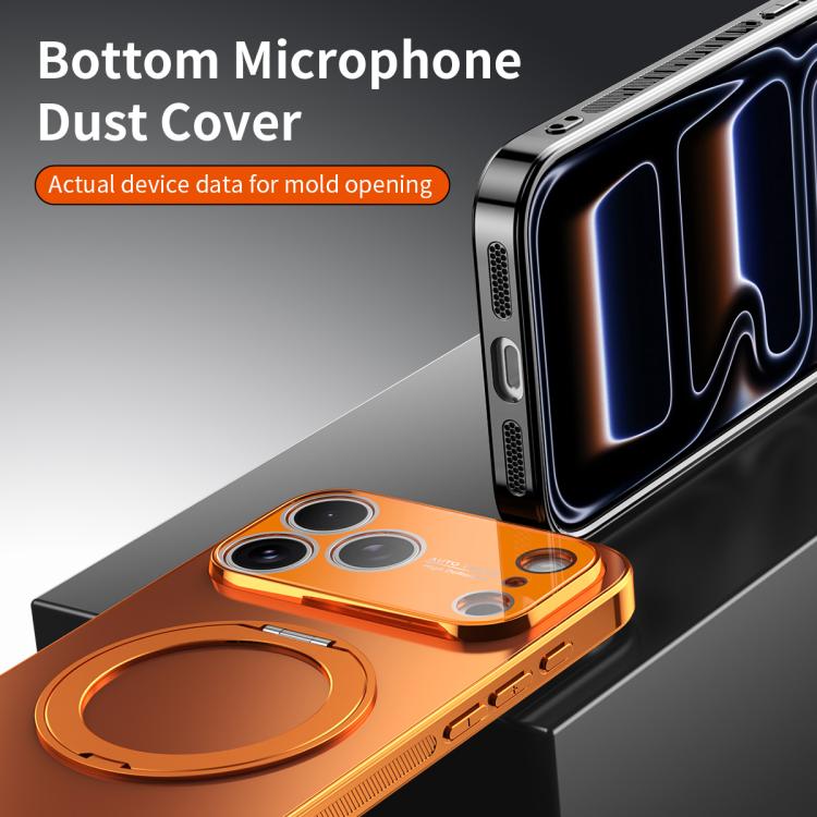 For iPhone 14 Pro 360 Degree Rotating Holder MagSafe Electroplated Phone Case with Lens Cover