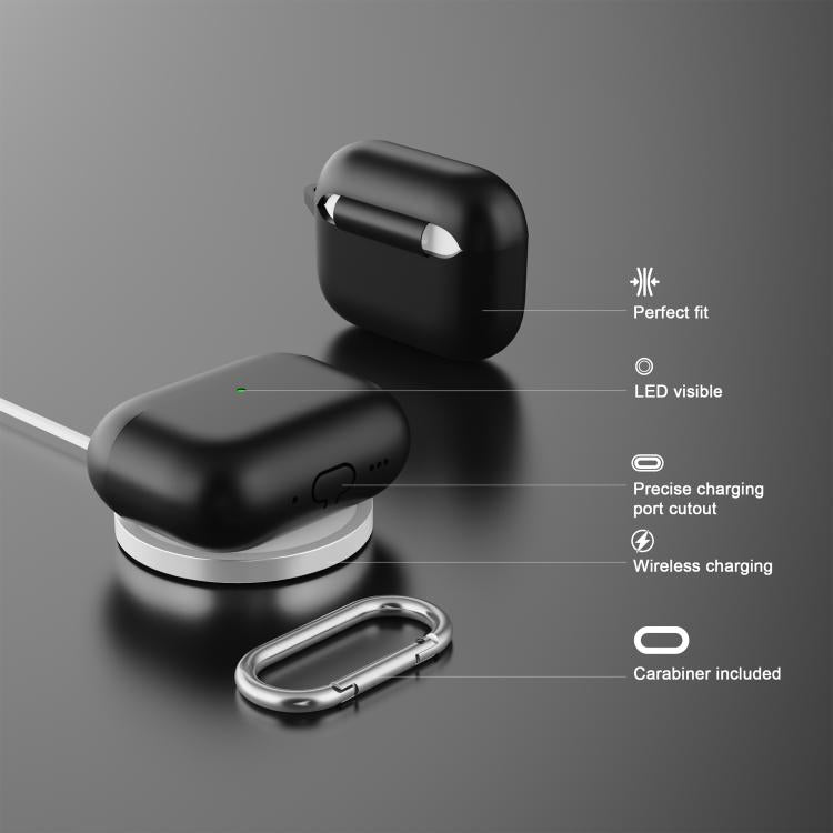 For AirPods Pro 3 Simple Solid Color Silicone Protective Cover with Hook - Gray