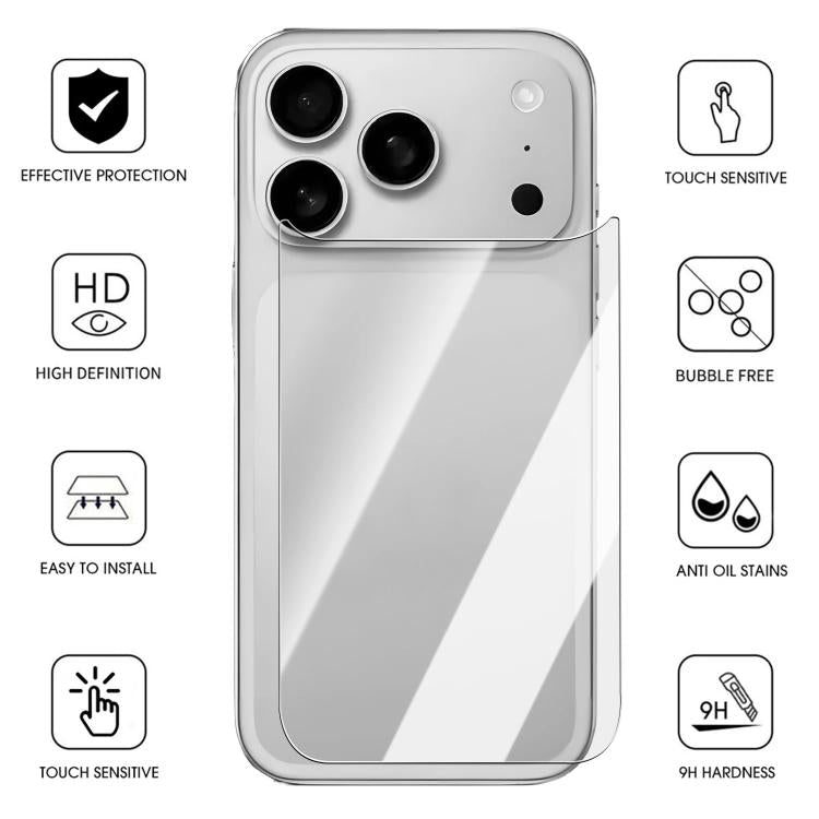 For iPhone 17 Kalebol 9H Hardness Scratch-resistant HD Clear Back Protector Tempered Glass Film