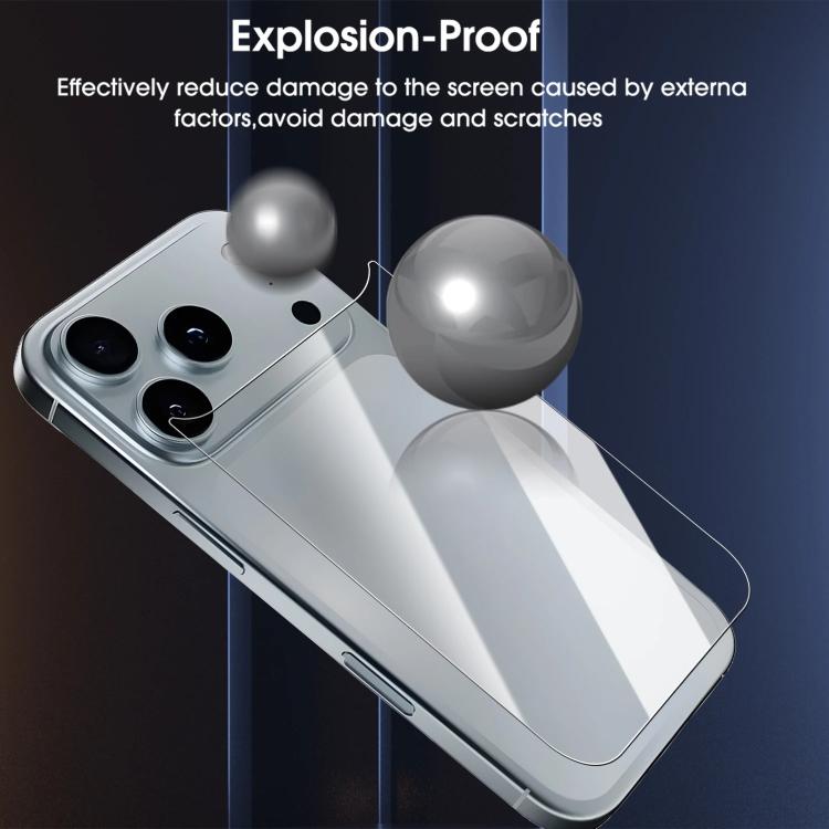 For iPhone 17 Pro Kalebol 9H Hardness Scratch-resistant HD Clear Back Protector Tempered Glass Film