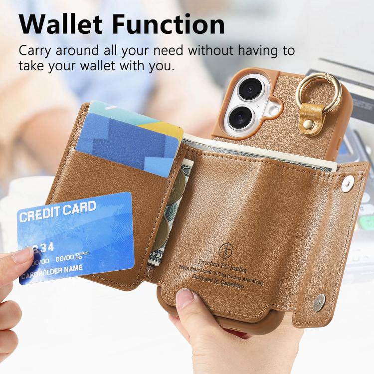 For iPhone 16 Dream Wallet D Buckle Leather Back Cover Phone Case