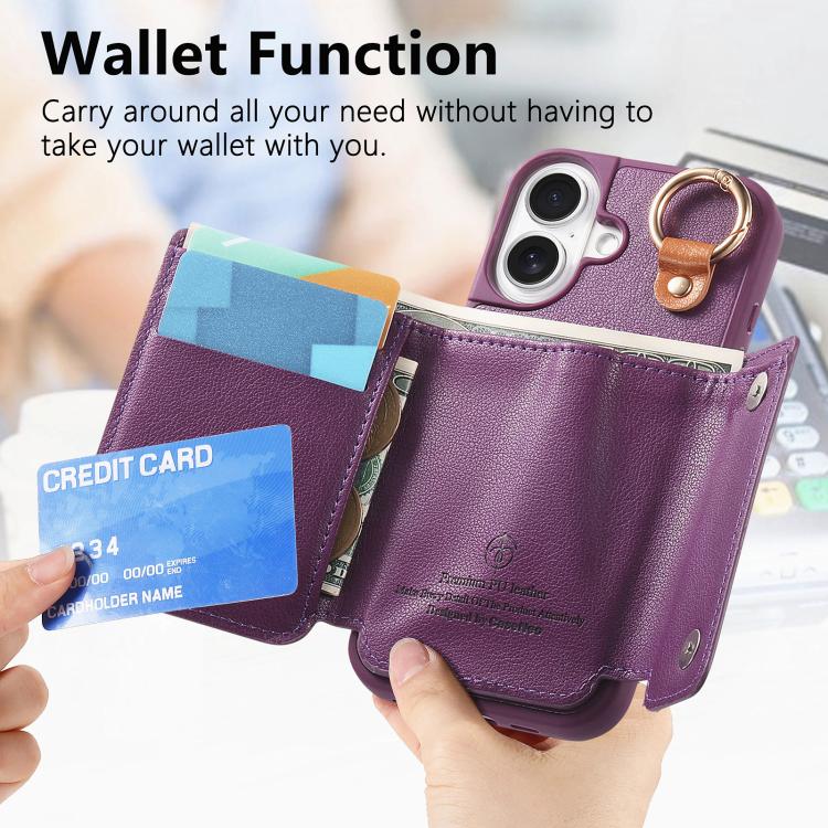 For iPhone 16 Dream Wallet D Buckle Leather Back Cover Phone Case