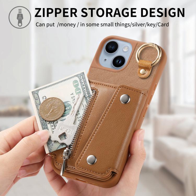 For iPhone 15 Dream Wallet D Buckle Leather Back Cover Phone Case