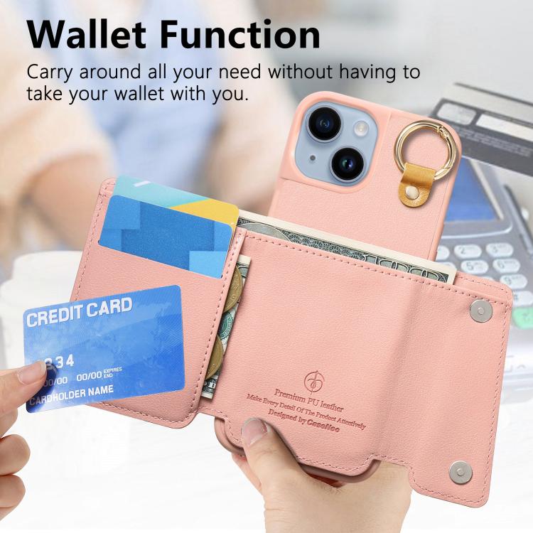 For iPhone 15 Dream Wallet D Buckle Leather Back Cover Phone Case