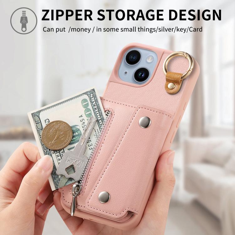 For iPhone 15 Dream Wallet D Buckle Leather Back Cover Phone Case
