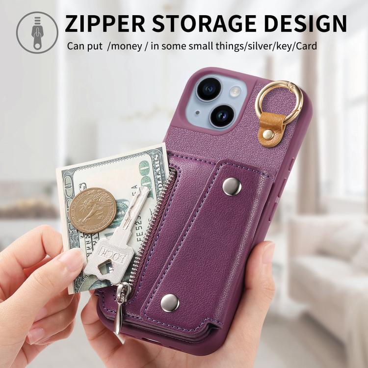 For iPhone 15 Dream Wallet D Buckle Leather Back Cover Phone Case