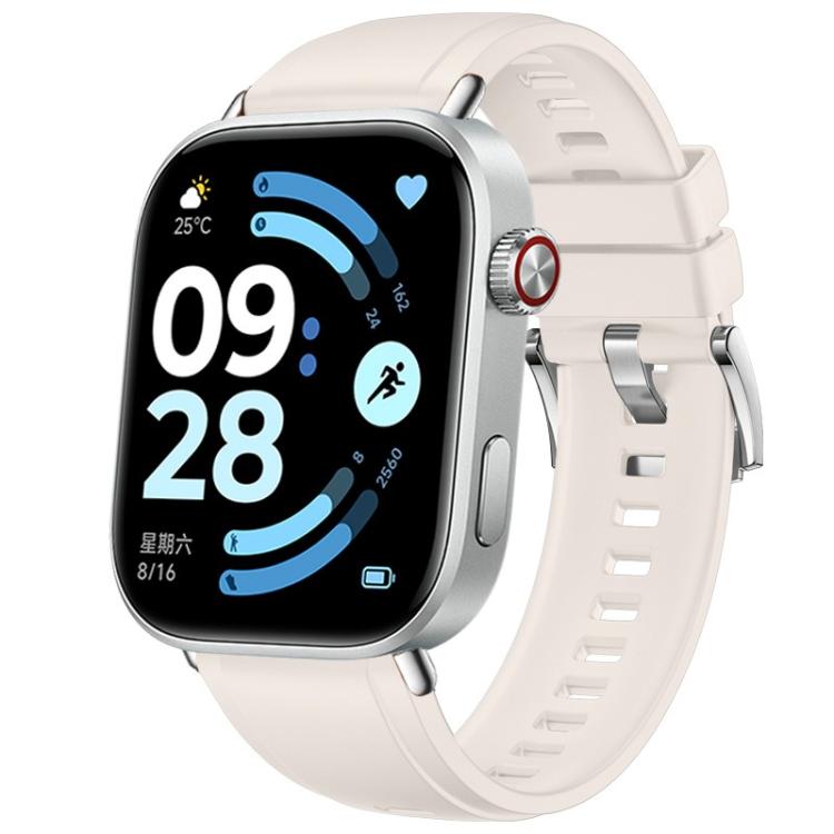 For Xiaomi Band  10 Pro / Redmi Watch 6 / 5 Press Button Silver Buckle Solid Color Silicone Watch Band