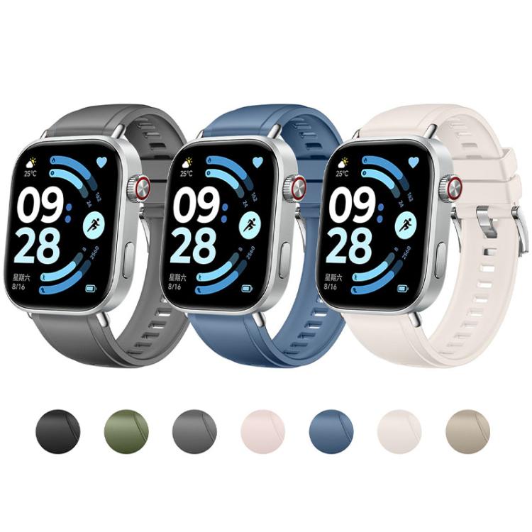 For Xiaomi Band  10 Pro / Redmi Watch 6 / 5 Press Button Silver Buckle Solid Color Silicone Watch Band