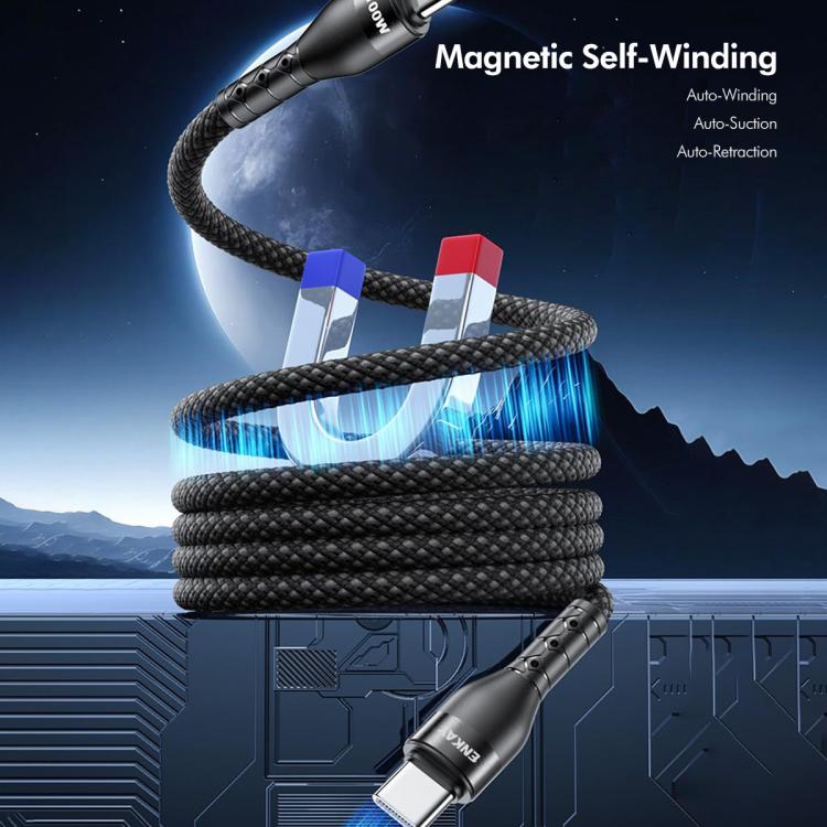 ENKAY PD100W Type-C to Type-C Magnetic Self-Coiling Braided Charging Data Cable, Length:1m
