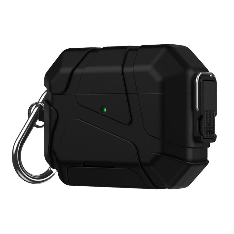 For AirPods Pro 3 Snap-Lock Invisible Holder Full-Cover TPU Earphone Cover with Carabiner