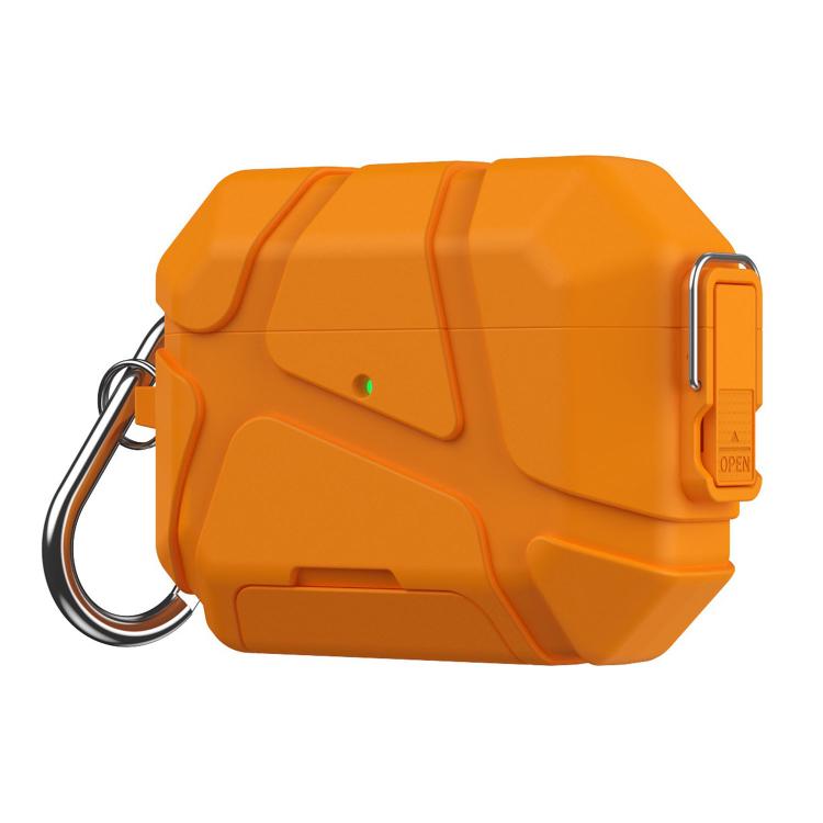 For AirPods Pro 3 Snap-Lock Invisible Holder Full-Cover TPU Earphone Cover with Carabiner