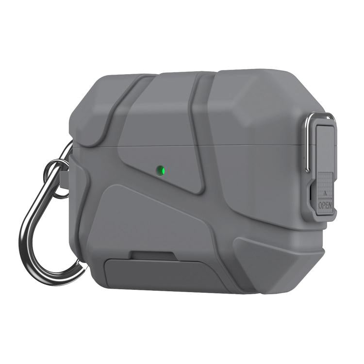 For AirPods Pro 3 Snap-Lock Invisible Holder Full-Cover TPU Earphone Cover with Carabiner