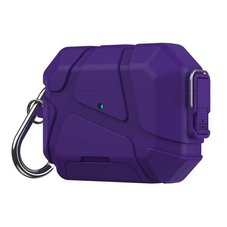 For AirPods Pro 3 Snap-Lock Invisible Holder Full-Cover TPU Earphone Cover with Carabiner