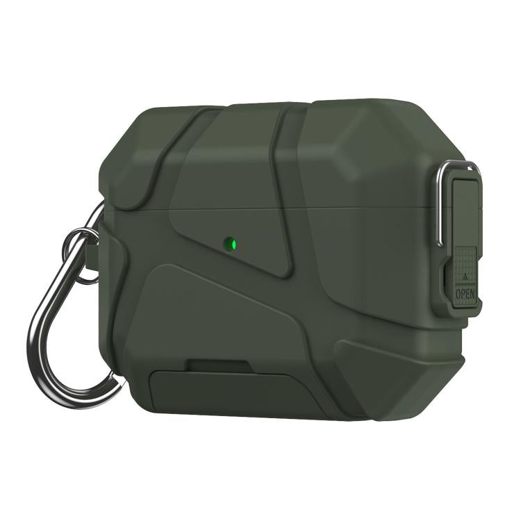For AirPods Pro 3 Snap-Lock Invisible Holder Full-Cover TPU Earphone Cover with Carabiner