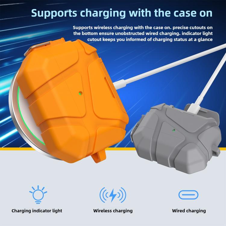 For AirPods Pro 3 Snap-Lock Invisible Holder Full-Cover TPU Earphone Cover with Carabiner