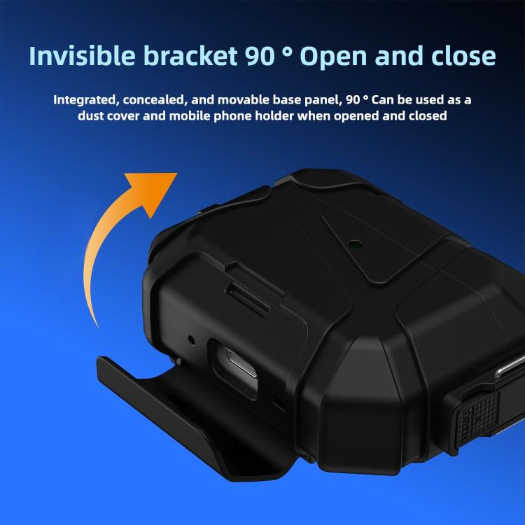 For AirPods Pro 3 Snap-Lock Invisible Holder Full-Cover TPU Earphone Cover with Carabiner