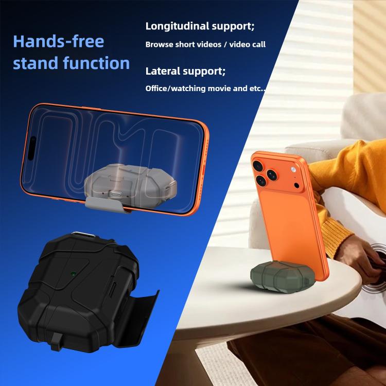 For AirPods Pro 3 Snap-Lock Invisible Holder Full-Cover TPU Earphone Cover with Carabiner
