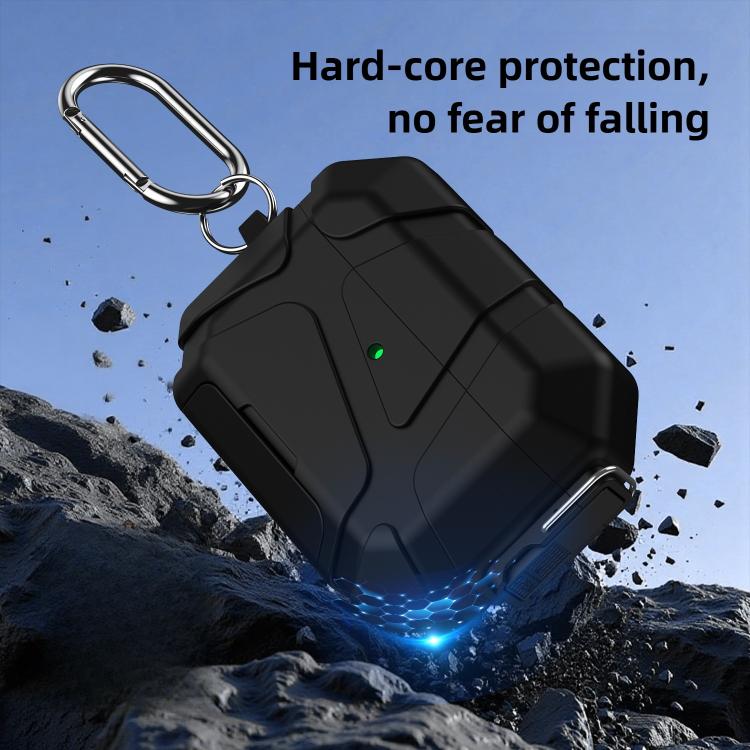 For AirPods Pro 3 Snap-Lock Invisible Holder Full-Cover TPU Earphone Cover with Carabiner