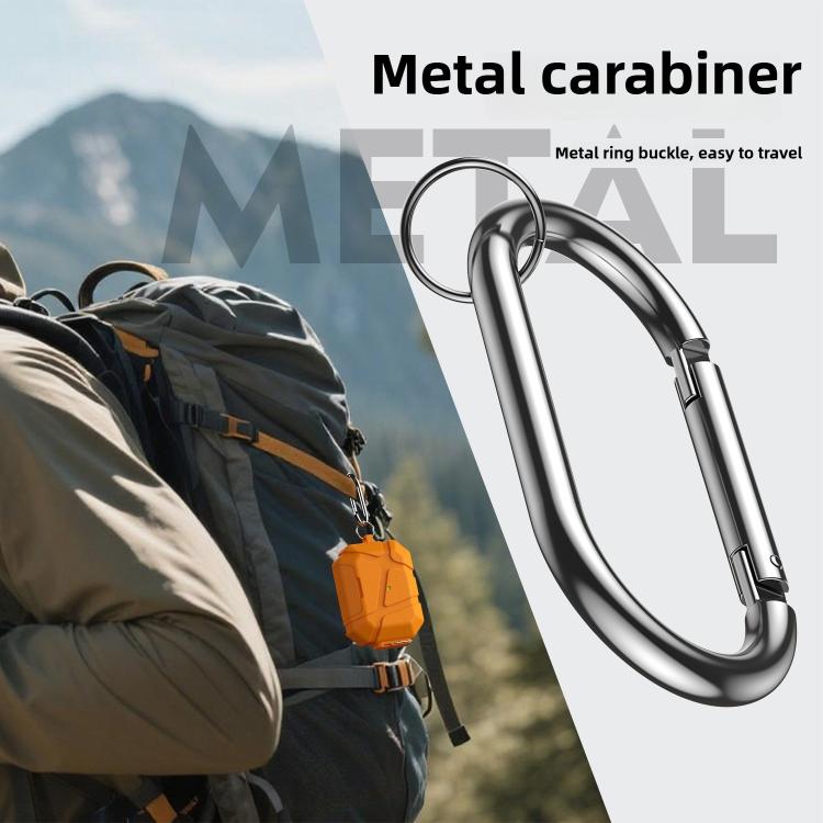 For AirPods Pro 3 Snap-Lock Invisible Holder Full-Cover TPU Earphone Cover with Carabiner
