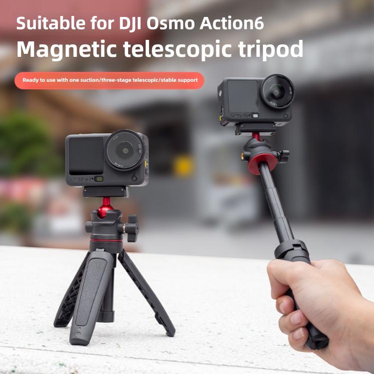 For DJI Osmo Action 6 Magnetic Handheld Telescopic Tripod Selfie Stick Holder