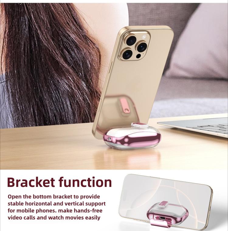 For AirPods Pro 3 Glass-Coated Transparent Electroplated Lock Invisible Holder Earphone Cover with Metal Ring Buckle