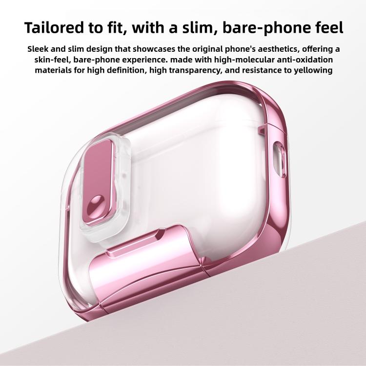 For AirPods Pro 3 Glass-Coated Transparent Electroplated Lock Invisible Holder Earphone Cover with Metal Ring Buckle