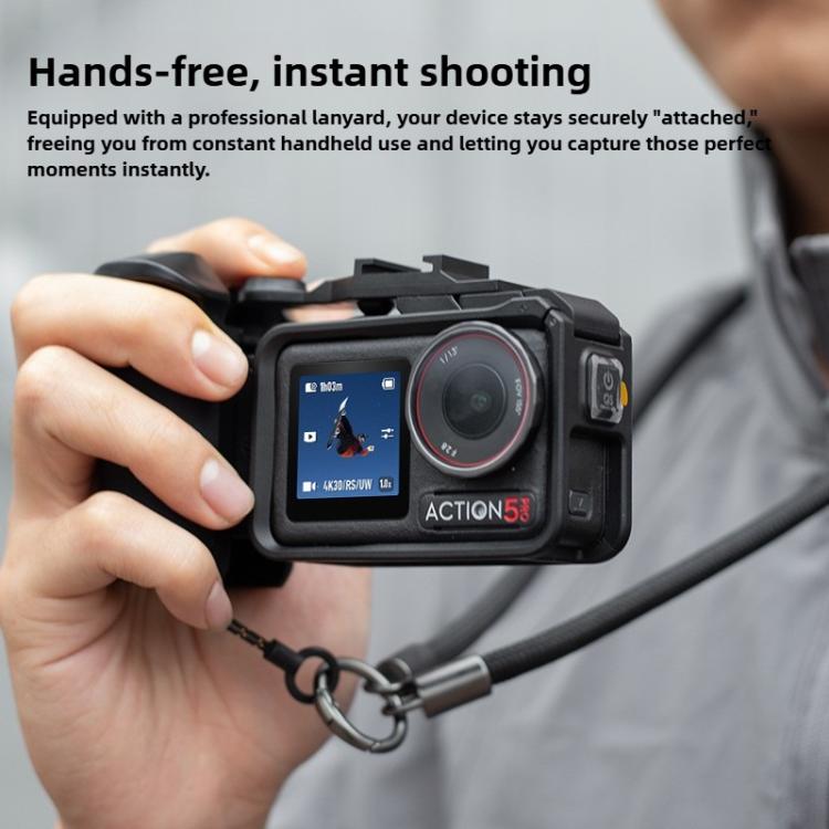 For DJI Action 5 Pro / 4 / 3 Street Photography Handle Metal Cage Shutter Button