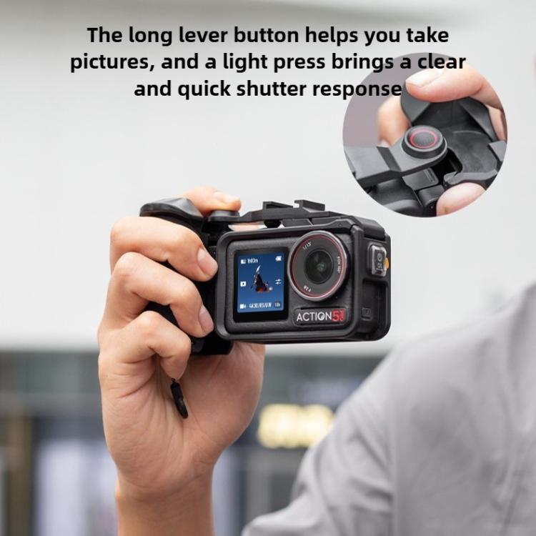 For DJI Action 5 Pro / 4 / 3 Street Photography Handle Metal Cage Shutter Button